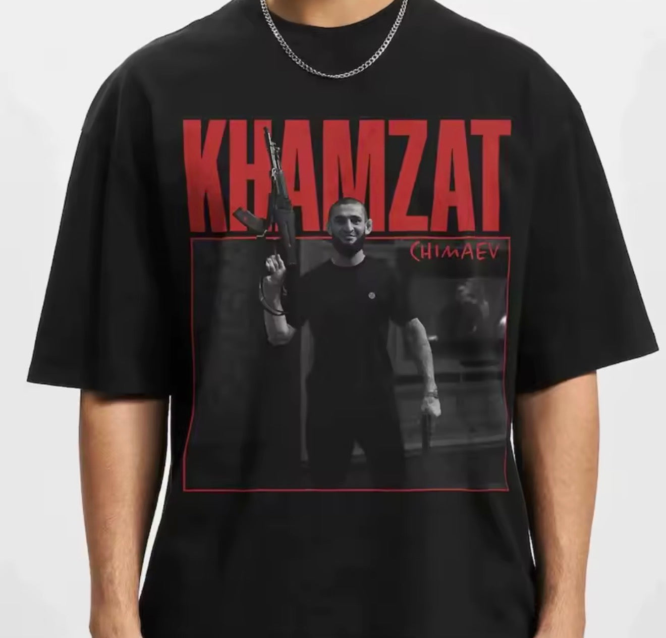 Khamzat Chimaev UFC T Shirt MMA Fighter Gym Training Fight Wear Cotton Tee